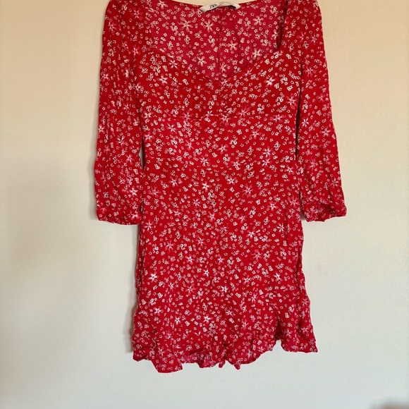 Zara Red Floral Mini Dress - Picture 2 of 7